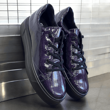 Womens Ara Canberra Purple Patent Trainers - Plum Patent