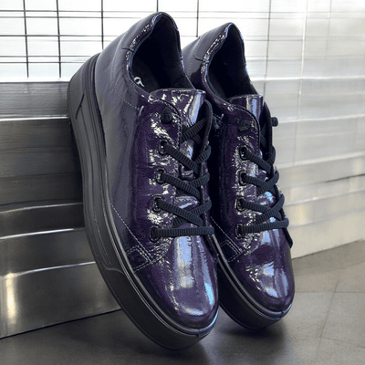 Womens Ara Canberra Purple Patent Trainers - Plum Patent