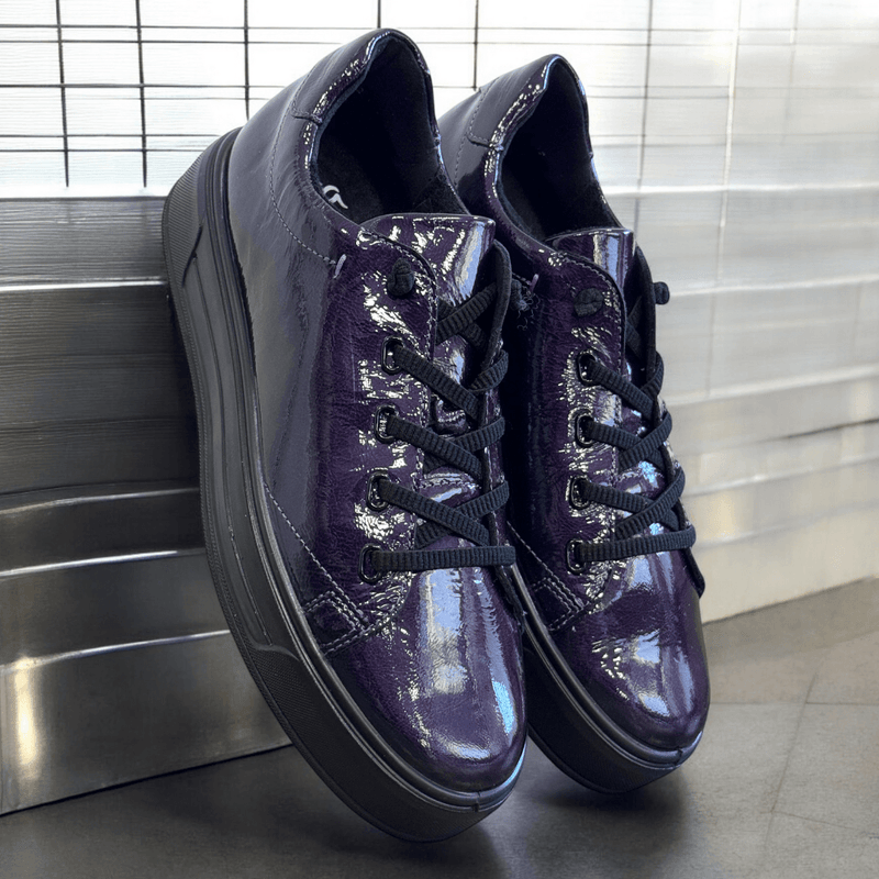 Womens Ara Canberra Purple Patent Trainers - Plum Patent