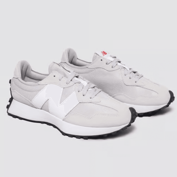 New Balance Womens 327 Mesh Trainers - Grey with White-Raincloud with White