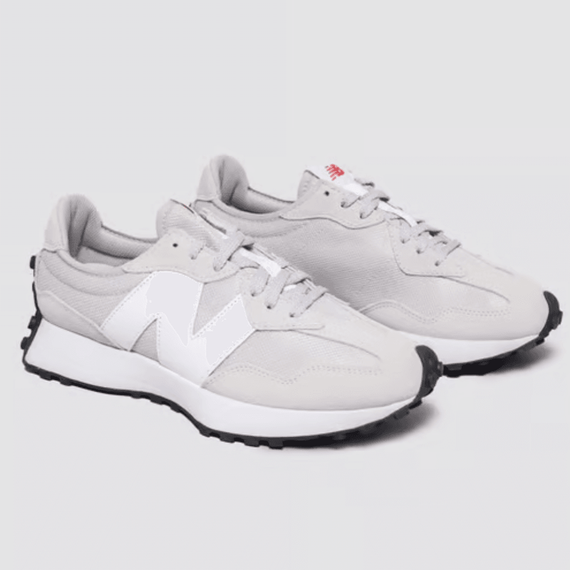 New Balance Womens 327 Mesh Trainers - Grey with White-Raincloud with White