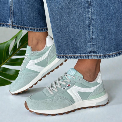 Womens Xti 145065 Suede Sporty Trainers - Aqua