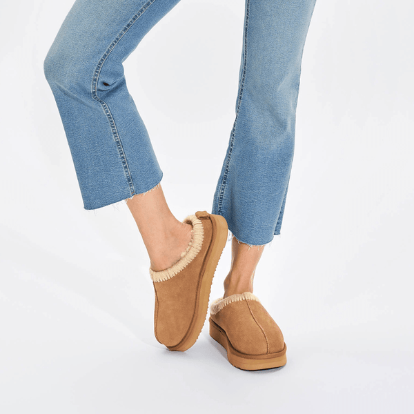 Womens Rohde 7081 Genova Tan Trim Mule Slippers - Tan