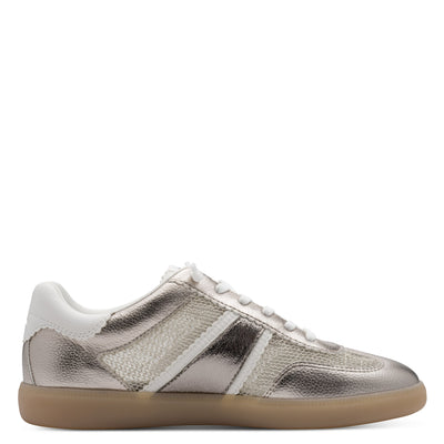 Womens Tamaris 23639 Laced Trainers - Platinum