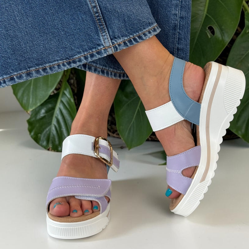 Womens Redz T42-203 Wedge Sandals - Blue Multi