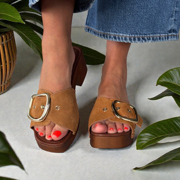 Womens Marco Tozzi 27290 Cognac Mule Clog Sandals - Cognac