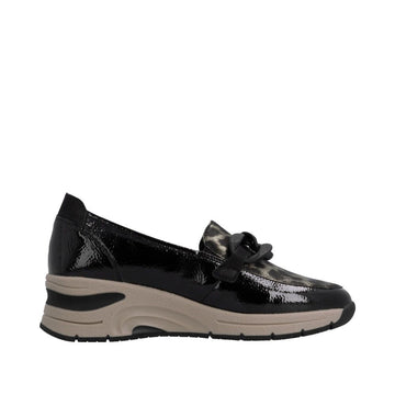 Womens Rieker N9350 Black Wedged Loafers - Black