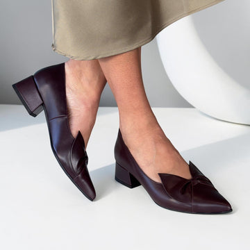 Womens Emis 8550 Burgundy Leather Court Shoes - Burgundy
