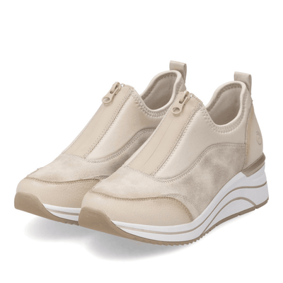 Womens Remonte D0T08 Zip Front Trainers - Beige Combi