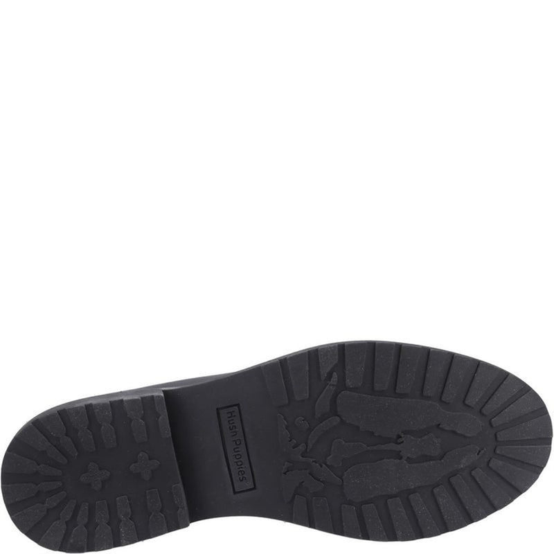 Girls Hush Puppies Verity Kiltie Black Senior School Shoes - Black