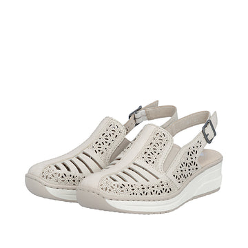 Womens Rieker 48763 Beige Wedge Sandal - Beige Gold