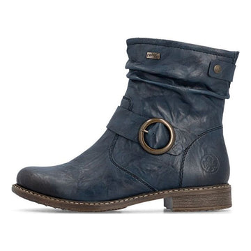 Womens Rieker 74857 Navy Fleece Lined Ankle Boots - Navy