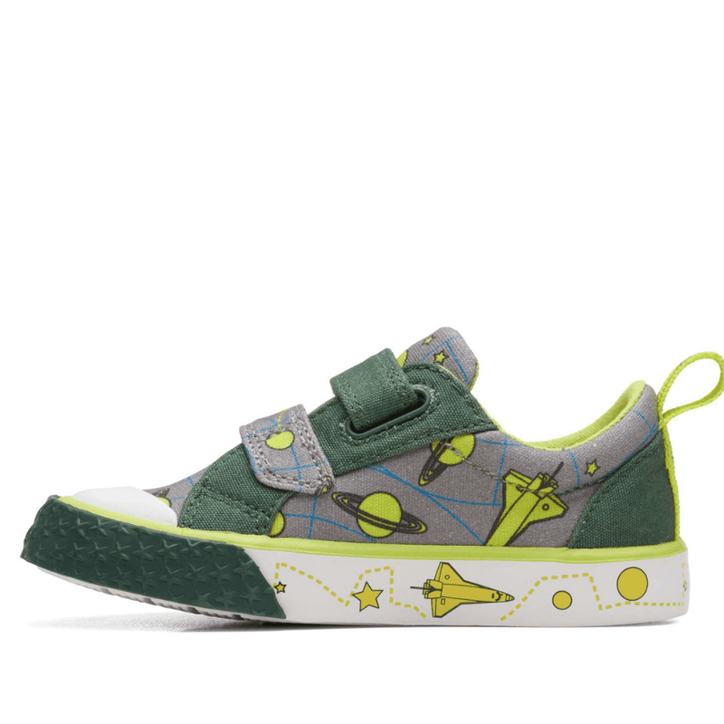 Clarks Infant Boy's Foxing Lo Grey Interest Canvas Shoe - Grey