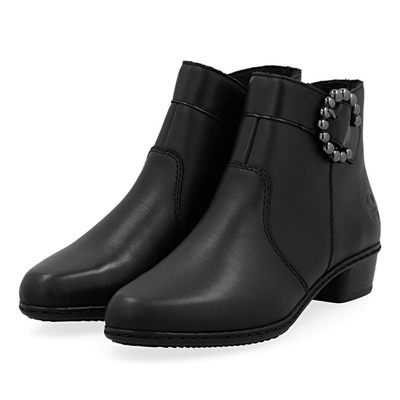 Womens Rieker Y0797 Buckle Ankle Boots - Black