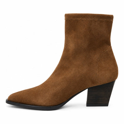 Womens Miss Elastic 78151 Canela Suede Stretch Ankle Boots - Canela