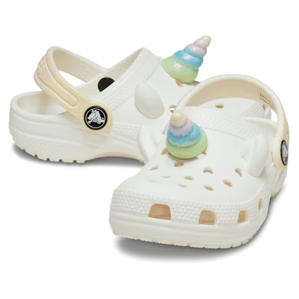 Infant Crocs Toddler Classic I Am Rainbow Unicorn Clogs - White