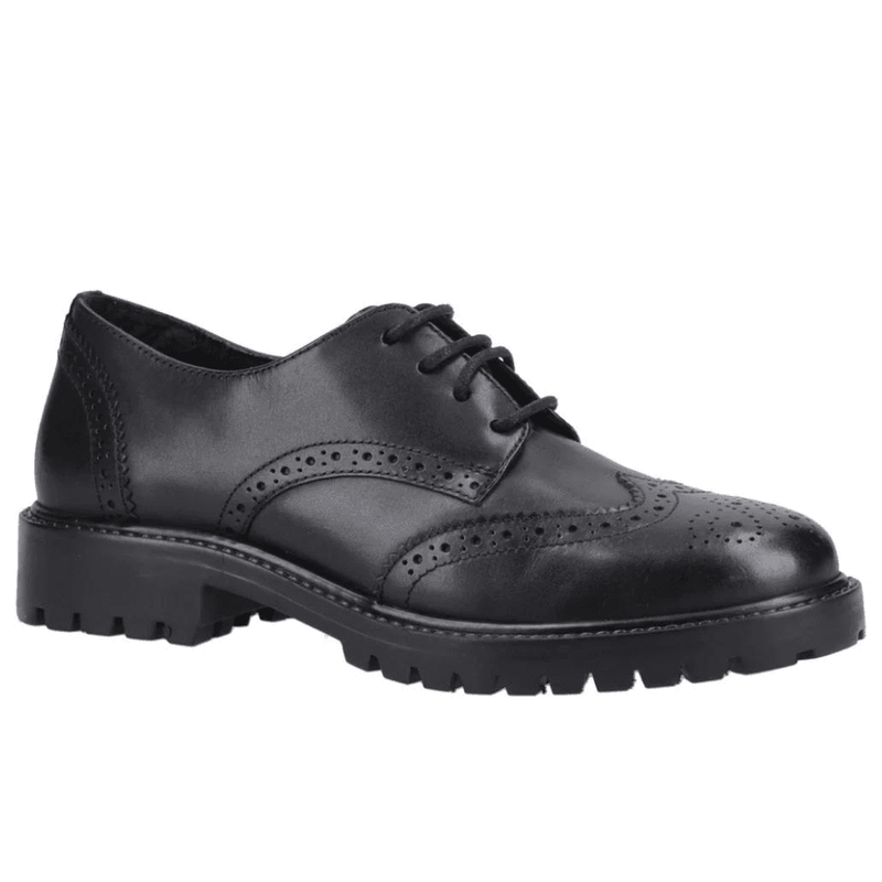 Hush Puppies Athena Senior Girls Brogue School Shoe - Black Leather