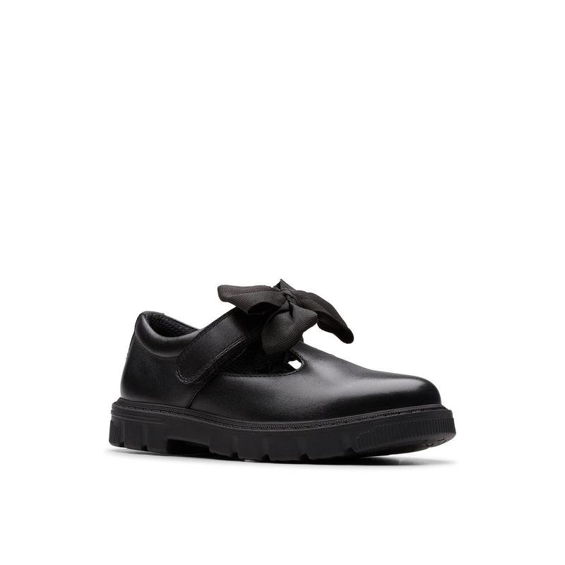 Girls Clarks Lorcam Hope Kid Black School Shoes - Black