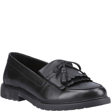 Girls Hush Puppies Verity Kiltie Black Senior School Shoes - Black