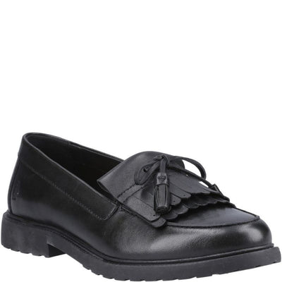 Girls Hush Puppies Verity Kiltie Black Senior School Shoes - Black