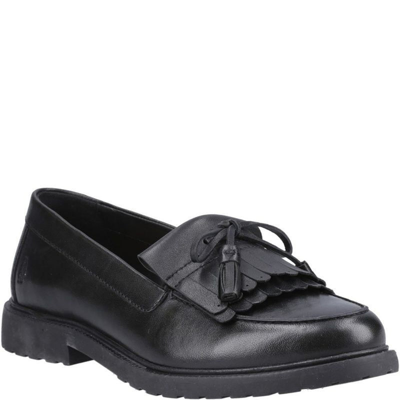 Girls Hush Puppies Verity Kiltie Black Senior School Shoes - Black