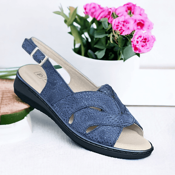 Womens Pitillos 5581 Navy Nubuck Shimmer Slingback Sandals - Navy