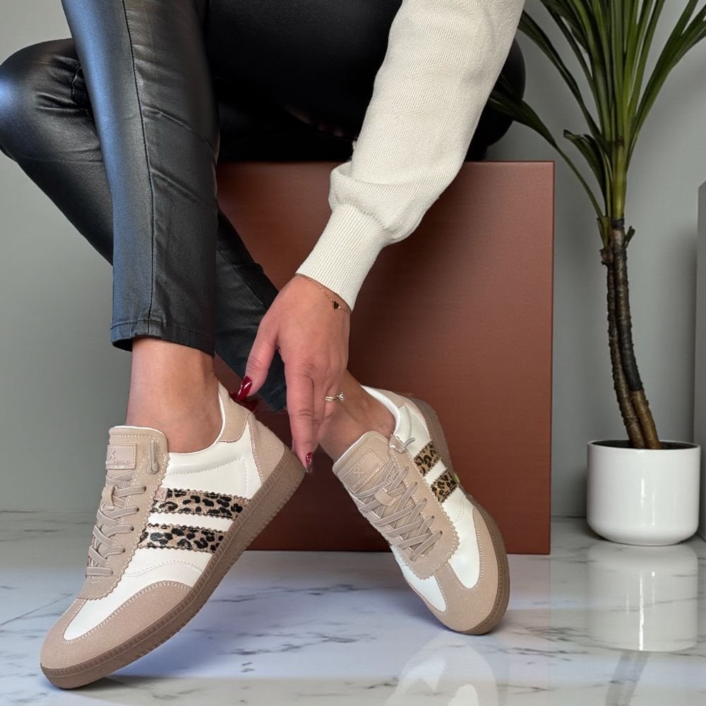 Womens Xti 144330 Beige with Leopard Gumsole Trainers