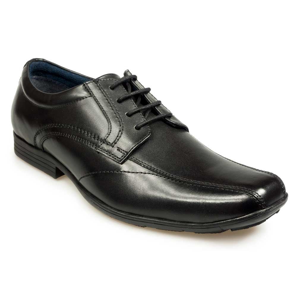 Pod Angus Black Leather Lace Up Boys School Shoes