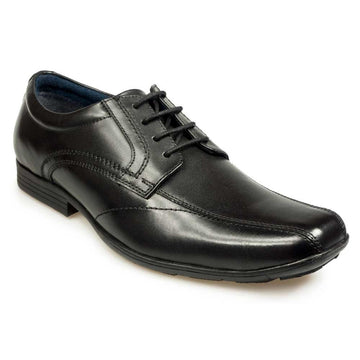 Pod Angus Black Leather Lace Up Boys School Shoes - Black