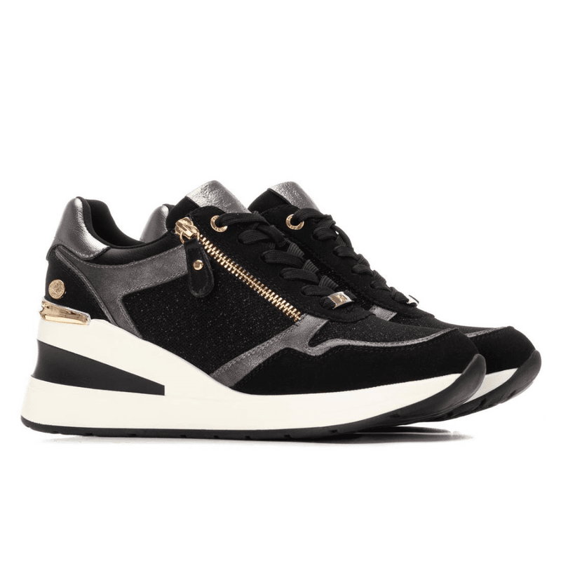 Womens Xti 144379 Wedge Side Zip Trainers - Black