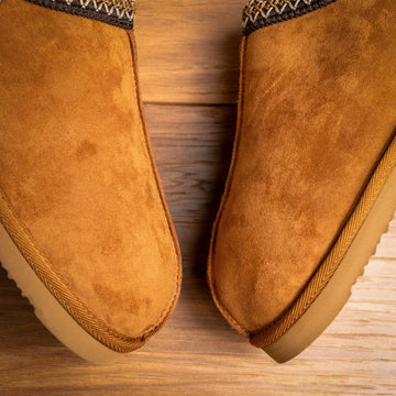 Mens Lazy Dogz Patrick Fur Lined Slippers - Tan