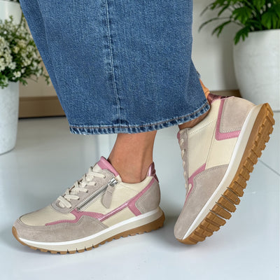Womens Gabor 86.378 Hollywell Cream And Pink Trainers - Cream and Pink