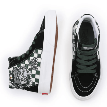 Vans Kids Sk8-Hi in Black With Bull Dog - Black Bulldog