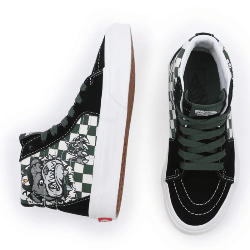Vans Kids Sk8-Hi in Black With Bull Dog - Black Bulldog