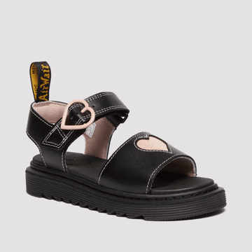 Dr Martens Juniors Marlowe Hearts Glitter Sandals - Black & Pink - Black