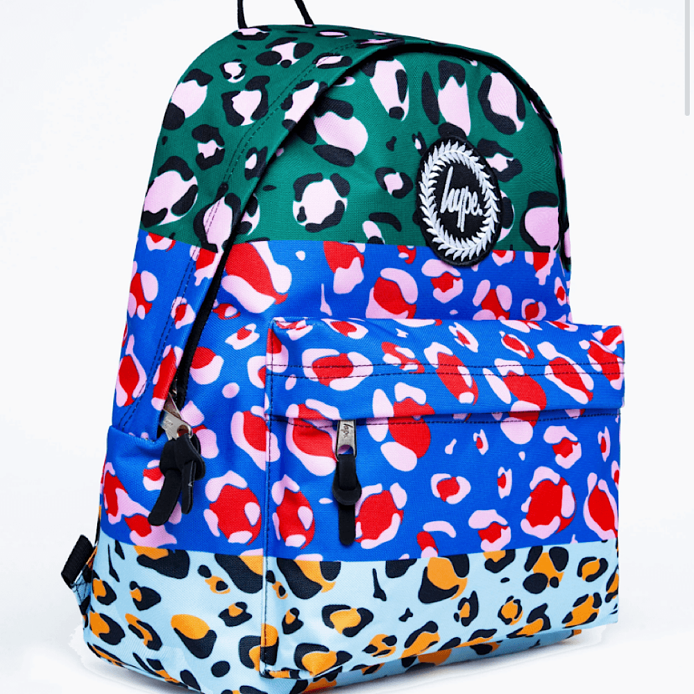 Kids Hype Primary Stripe Multi Leopard Backpack