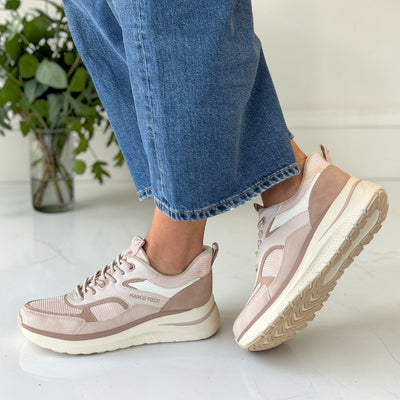 Womens Marco Tozzi 23732 Rose Pink Wedge Trainers - Rose Combi