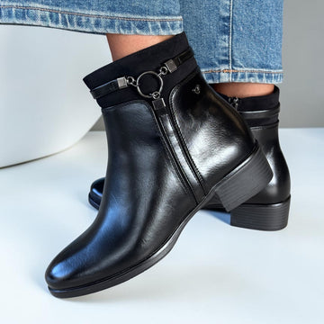 Womens Susst Gemma26 Faux Leather Ankle Boots - Black