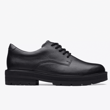 Girls Clarks Prague Lace School Shoe(F Fit) - Black Leather