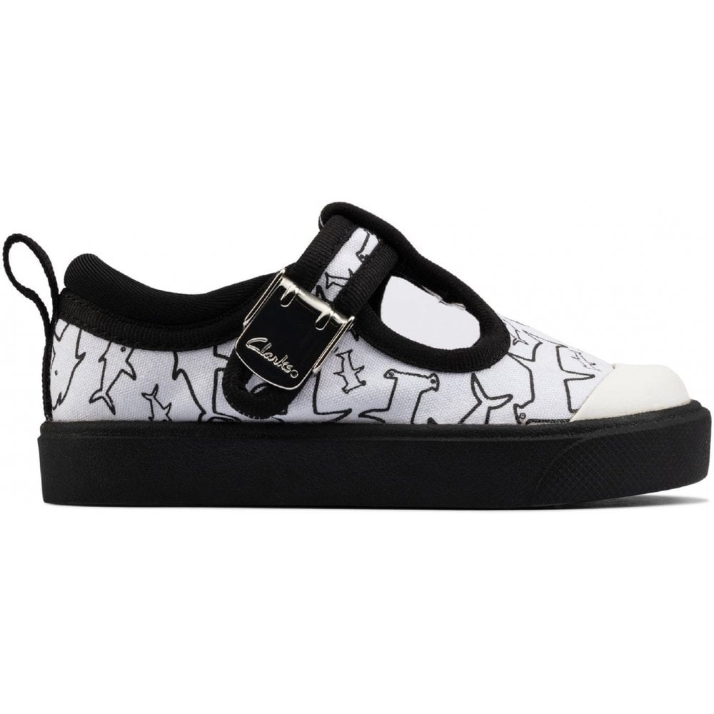 Clarks Infants Boys City Dance White Canvas Trainers