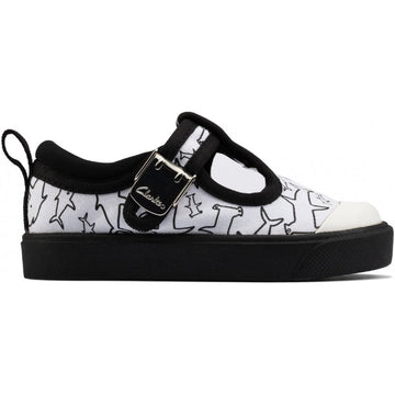 Clarks Infants Boys City Dance White Canvas Trainers - White