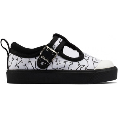 Clarks Infants Boys City Dance White Canvas Trainers - White