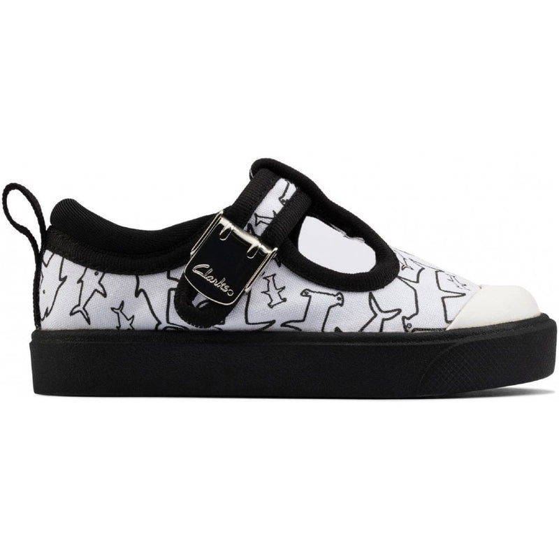 Clarks Infants Boys City Dance White Canvas Trainers - White