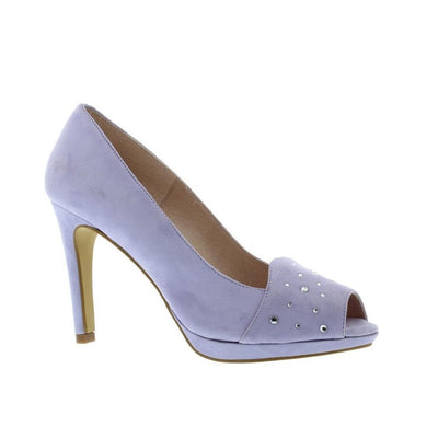 Womens Capollini Jasmine High Heeled Peep Toe Shoes - Lavender - Purple