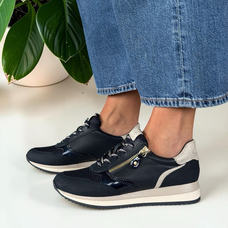Womens Jana 23774 Side Zip Trainers - Navy