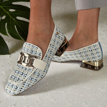 Womens Zanni & Co Laocai Perspex Heel Loafers - Blue Tweed