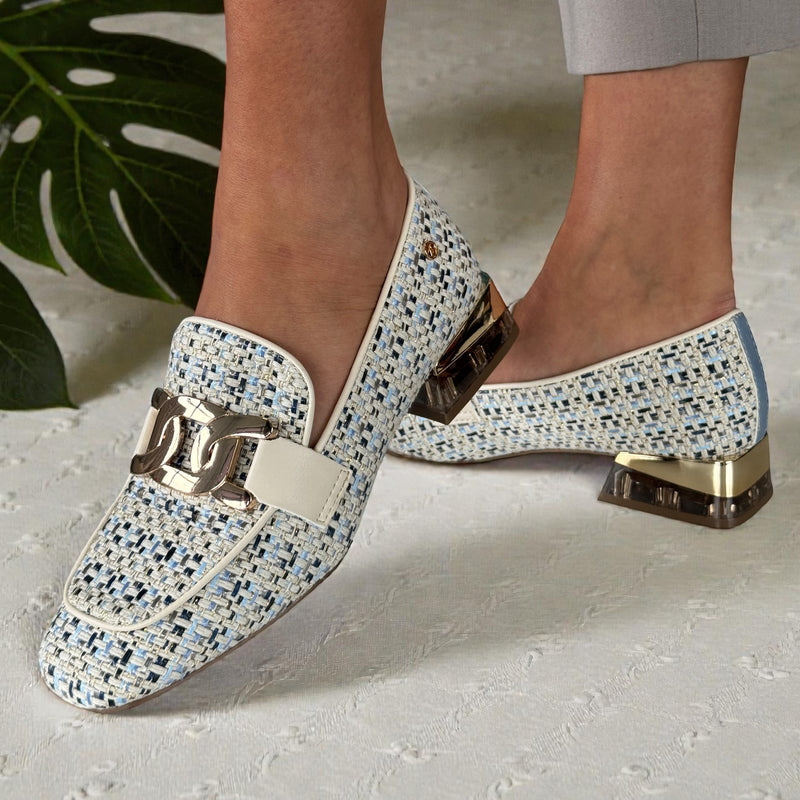 Womens Zanni & Co Laocai Perspex Heel Loafers - Blue Tweed