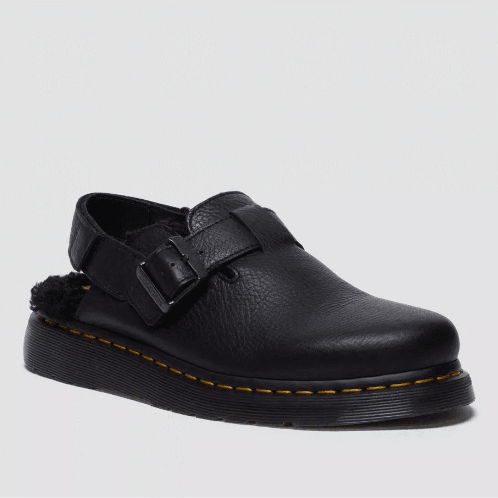 Womens Dr Martens Jorge II Black Ambassador Faux Fur Lined Mules