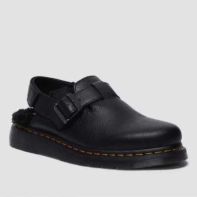 Womens Dr Martens Jorge II Black Ambassador Faux Fur Lined Mules - Black