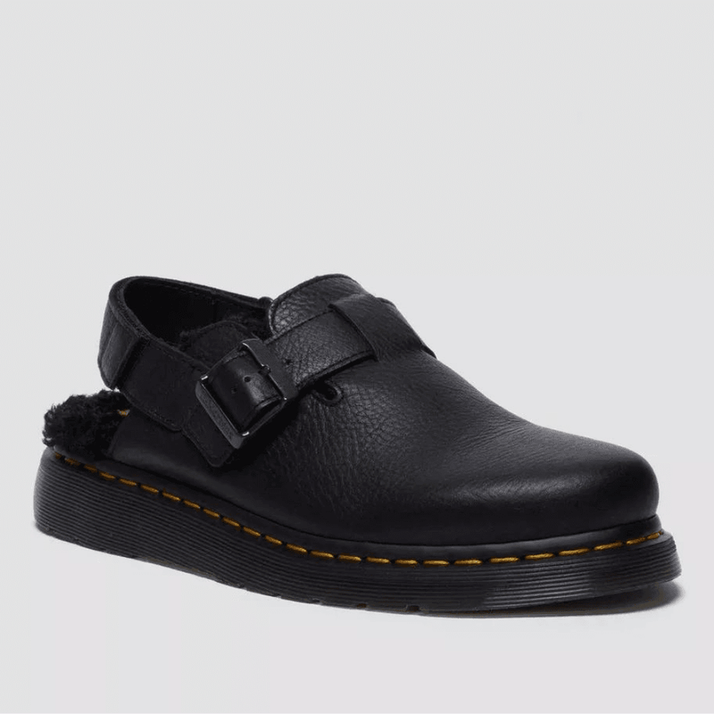 Womens Dr Martens Jorge II Black Ambassador Faux Fur Lined Mules - Black